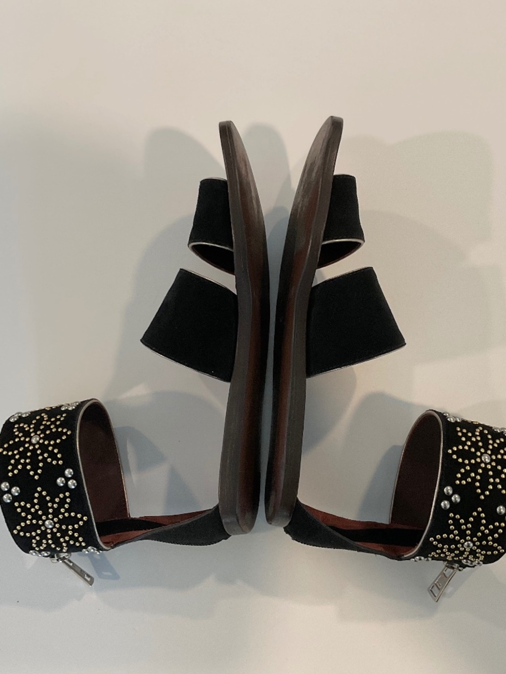 SEE by CHLOE Black Suede Studded Accent Flat Gladiator Sandal Size EU 36 or 6 - Picture 5 of 12